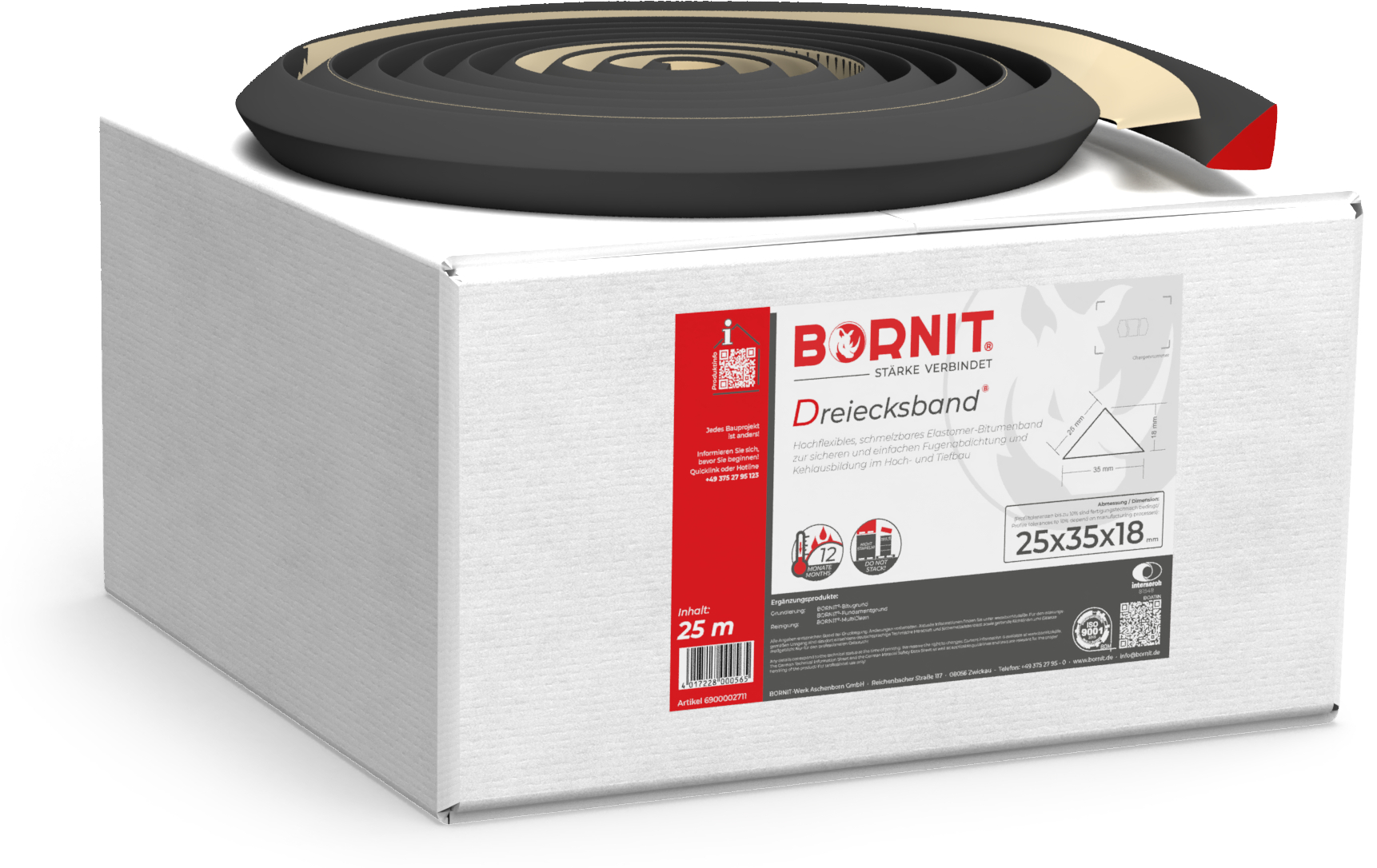Bornit Bitumen-Dreiecksband - 35 x 25 mm 5 m 25 m/Karton