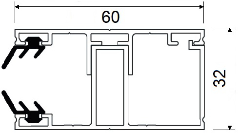Komplett-Rand-Profil - 16 mm Alu blank  25 mm breit